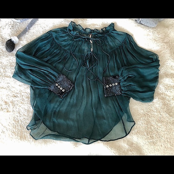 NWT FREE PEOPLE DREAM CUFF BLOUSE TOP - Picture 6 of 6